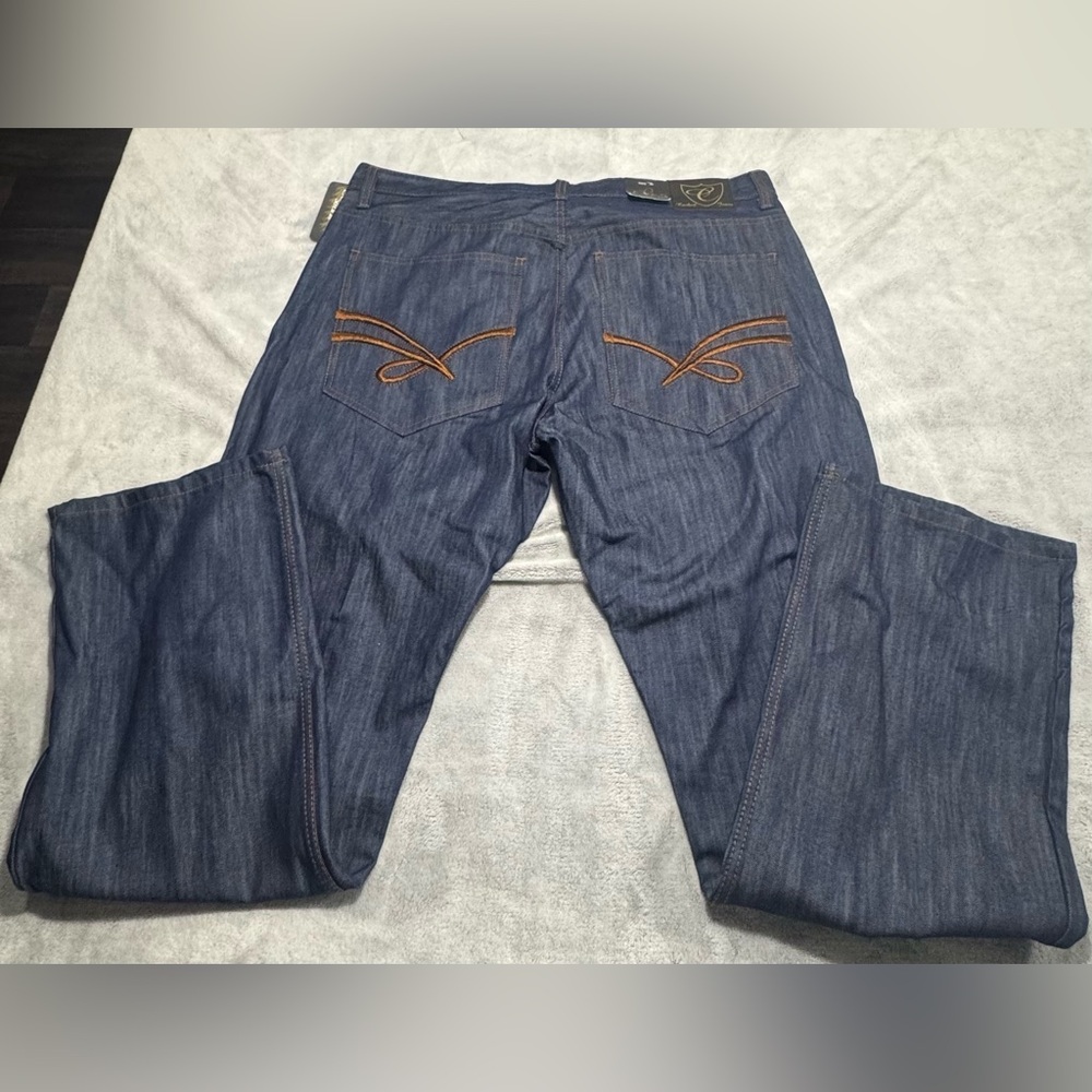 NWT Vintage 2000s Y2K Corked Baggy Blue Denim Jeans Rap Hip Hop Streetwear 40x34